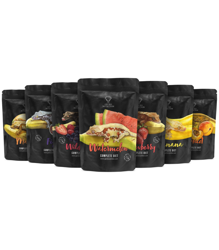 5 CONFEZIONI MIX 100 gr  Alimento per gechi mangiatori di frutta