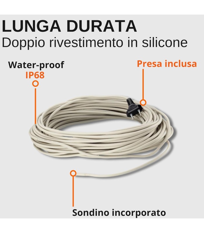 Cavo termico sommergibile in doppio silicone per paludario