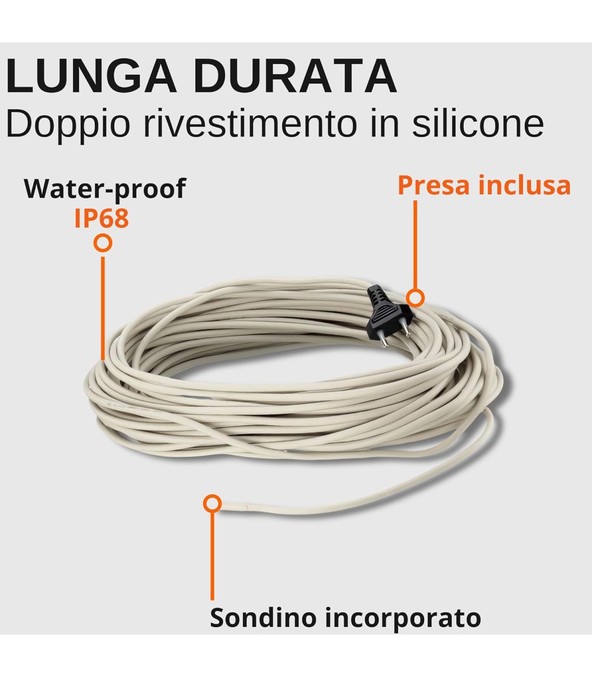 Cavo termico sommergibile in doppio silicone per paludario