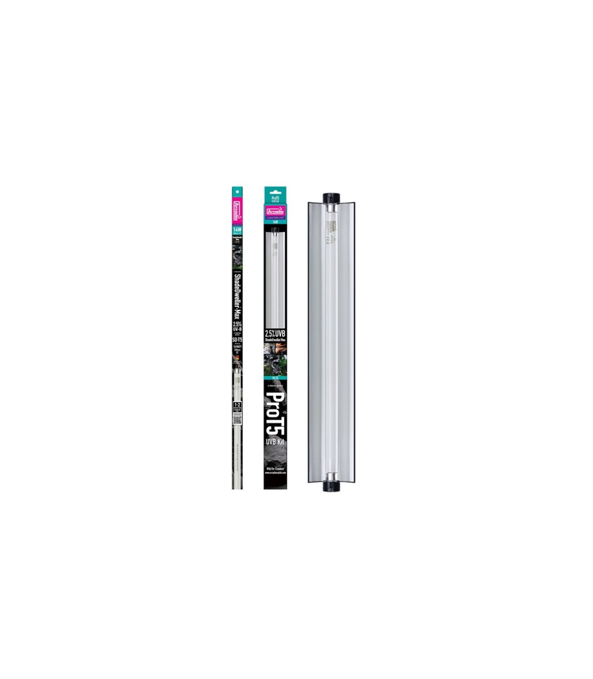 Kit 2,5% Neon e Plafoniera Arcadia Pro T5 UVB D3+ ShadeDweller-Max