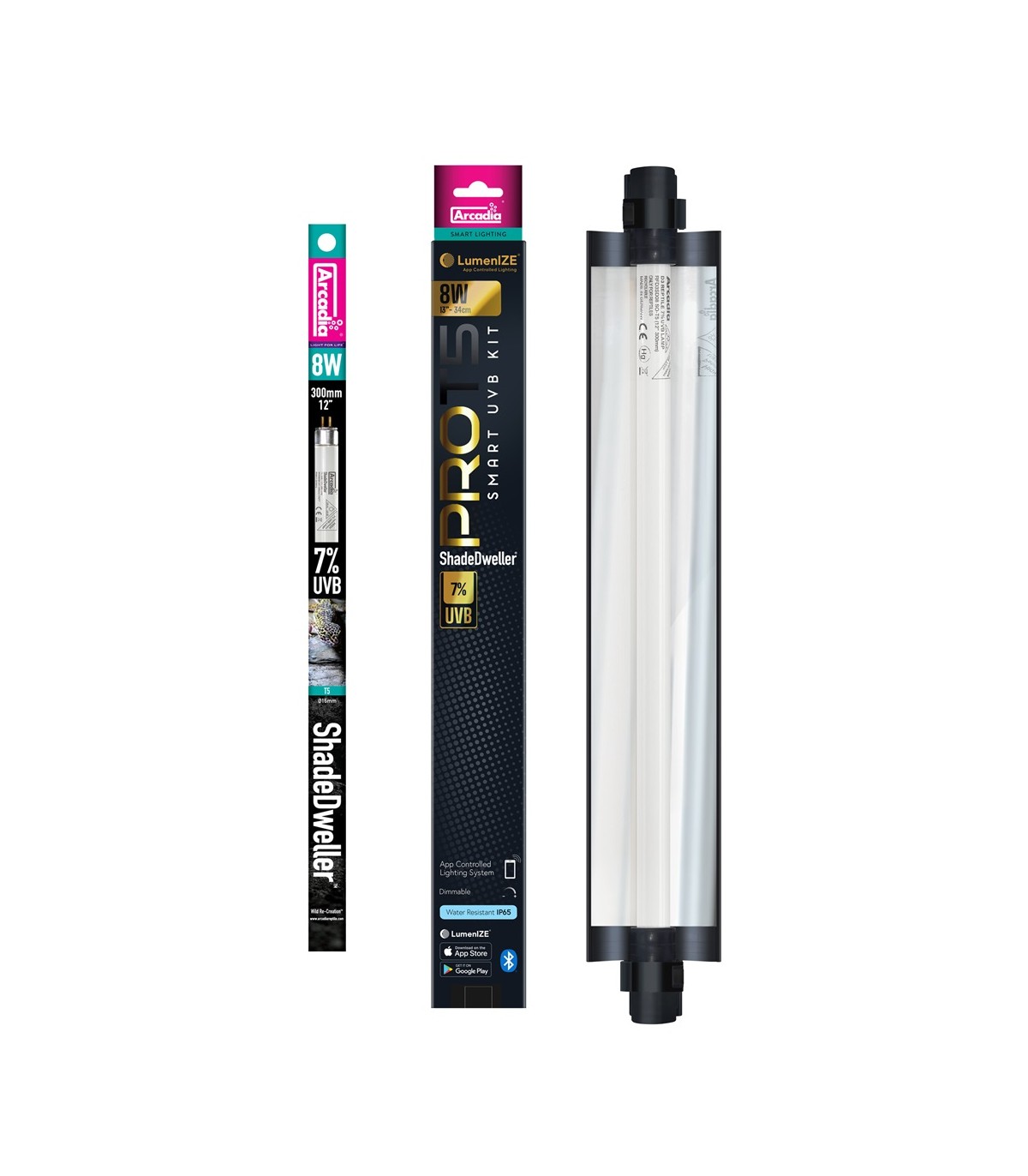 Kit Arcadia Lumenize Pro T5 UVB Kit - Neon + Plafoniera per Rettili e Anfibi