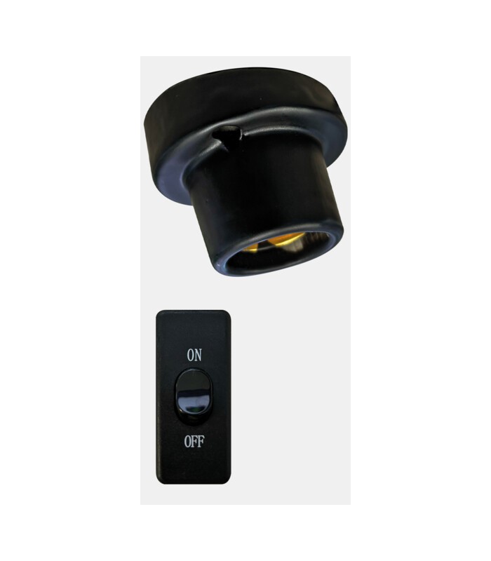 portalampada ceramica inclinato con cavo ed interruttore max 160w